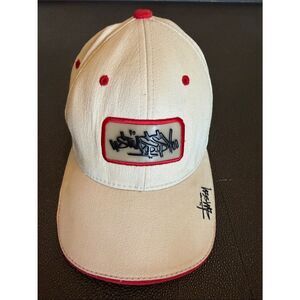 Stussy 21 Vintage 90s Cream and Red Baseball Cap with Black Logo size S/M